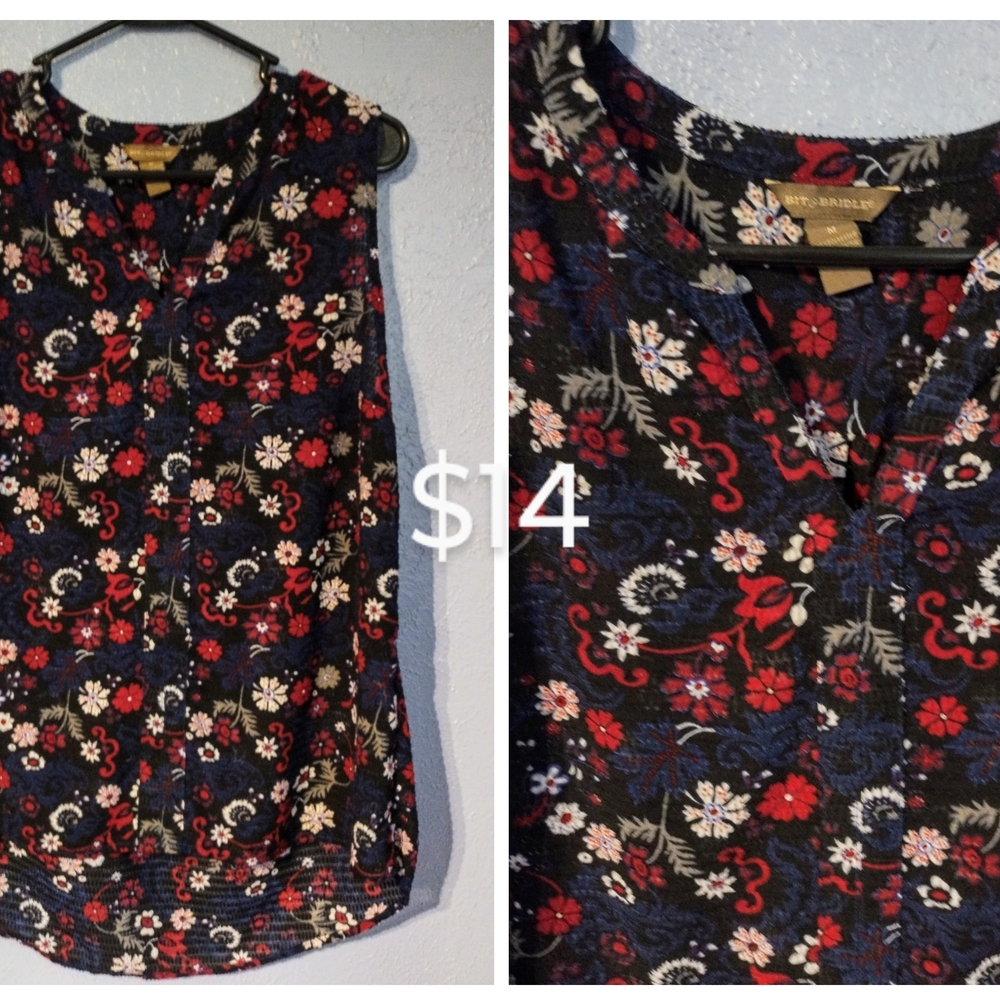 Floral Sleeveless Top - Black and Red